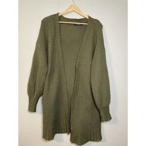Lulus Sweater Womens Large* Green Open Front Chunky Knit Cardigan Long Sleeve